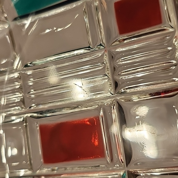 Walther Glas Red + Green Plaid Crystal Plate - Picture 13 of 16